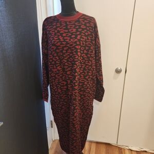 Leopard Print Long Sleeve Dress